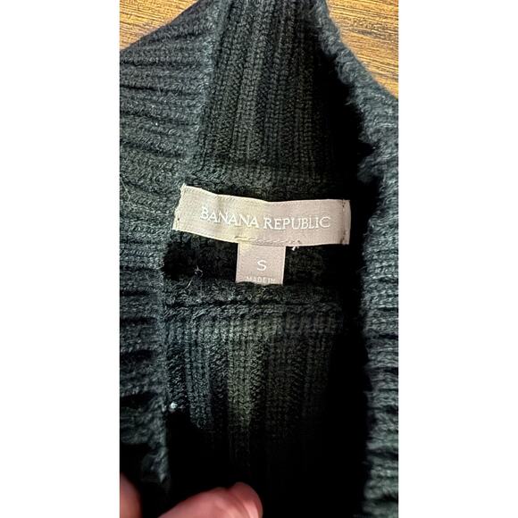 Banana Republic Turtle Neck Long Knit Faux-Suede Pocket Pullover Sweater S - Picture 3 of 5